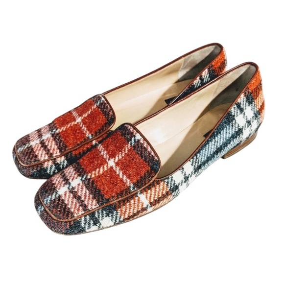 SOLD ❤️ KATE SPADE NEW YORK | Wool Plaid 1/4” Heeled Loafers Flats Shoes, Women - Picture 2 of 9